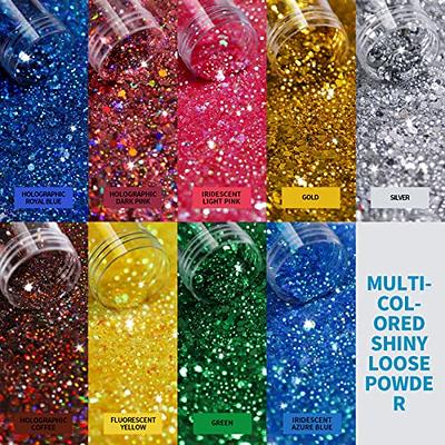 Holographic Chunky Glitter, 100g Royal Gold Cosmetic Craft Glitter for  Epoxy Resin, Nail Sequins Iridescent Flakes, Body, Face, Hair, Nail,  Glitter Slime Making