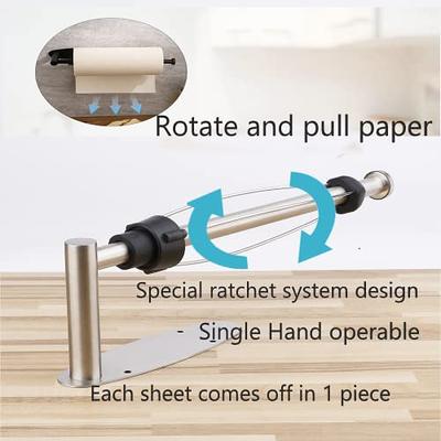  Paper Towel Holders,Single Hand Operable Under Cabinet Paper  Towel Holder,Ratchet System,Self-Adhesive or Drilled,304 Stainless Steel  Wall Mount Towel Paper Holder for Kitchen,Sink,Bathroom (Black)