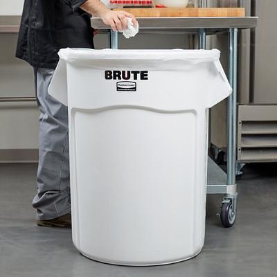 Lavex 55 Gallon White Round Commercial Trash Can