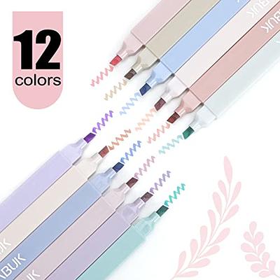 Aesthetic Cute Pastel Highlighters Set: 12 Assorted Colors No