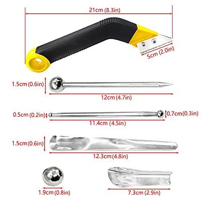 Coitak Tile Grout Saw Angled Grout Saw with 3 Pieces Extra Blades  Replacement, Grout Removal Tool for Tile Cleaning, 4 Pieces Double Ball  Ended Tiling