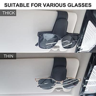 Magnetic Leather Sunglass Holder, Eyeglass Hanger Clip for Car Sun Visor,  Suitable for Different Size Eyeglasses 