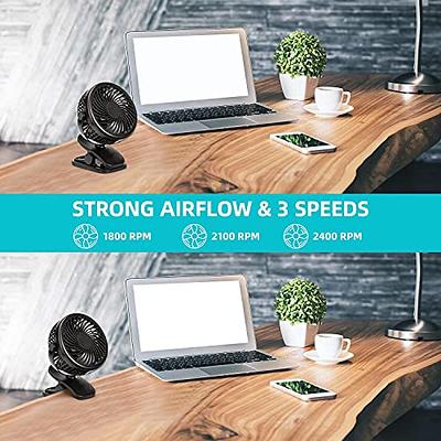 Desk Fan Small Table Fan Rechargeable Battery Operated Mini Fan 360 Degree  Rotation 5.1 Inch Portable Fan 4 Speed Usb Personal Fan For Home Office