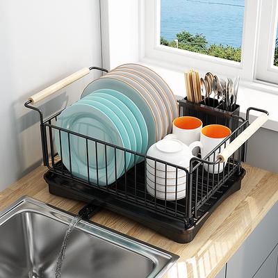 Teraves Over Sink Dish Drying Rack Large Two Tier Vertical, Compact Kitchen  Storage System in Black Stainless Steel Organizes, Drains & Dries Plates,  Bowls, Glasses, Pots, Pans, Utensils, Cutlery & Mo 