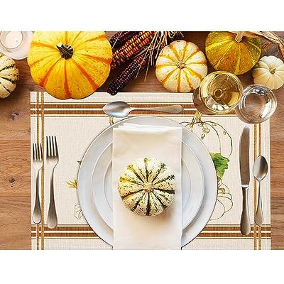 Placemats Set of 6, Fall Leaf Pumpkin Heat Resistant Dining Table