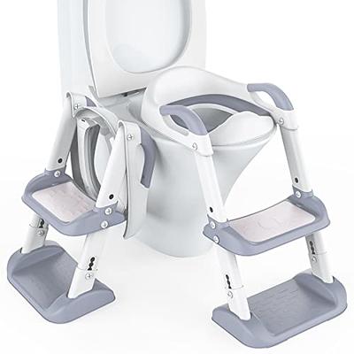 Gimisgu Children's Toilet Seat with Stairs Children's Toilet Seat Height  Adjustable Toilet Trainer Potty Trainer Children's Toilet Seat Learning  Potty with Cushion and Handles Blue : : Baby Products