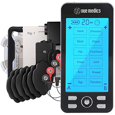 NURSAL 24 Modes Rechargeable Dual Channel TENS EMS Unit Muscle Stimulator TENS  Machine Pulse Massager with 12 Pcs Pads for Pain Relief Therapy 