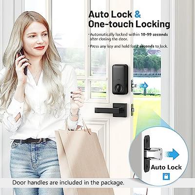 NeuType Keypad Deadbolt Electronic Keyless Double Door Lock Set with  Handle, Door Handle Sets, Auto Lock, 1-Touch Locking, 50 User Codes, Easy  to