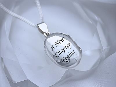 Locket Necklaces: Monogram Trio, Rose Gold, Heart, Engraved Front, Gray by Shutterfly