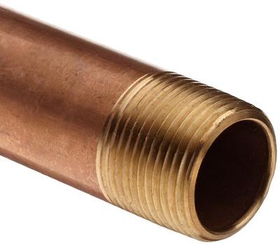 Anderson Metals Pipe Fitting, Red Brass Nipple, Lead Free, 1/8 x 2 In.