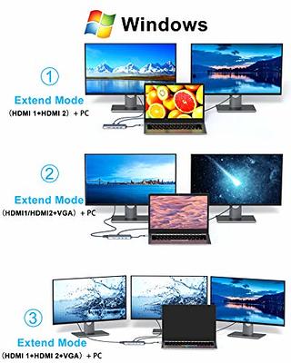  USB C Docking Station Dual Monitor, Dual HDMI Adapter 12 in 1  Triple Display USB C Hub with VGA, Gigabit Ethernet, 100W PD, 4 USB Ports,  SD/TF Card Reader Audio for