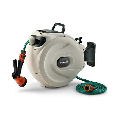 Wall Mounted Retractable Garden Hose Reel with Hose Nozzle - Yahoo Shopping