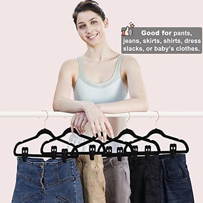 MIZGI Premium Velvet Pants Hangers with Clips (Pack of 20) Slim Skirt  Hangers- Non Slip Felt