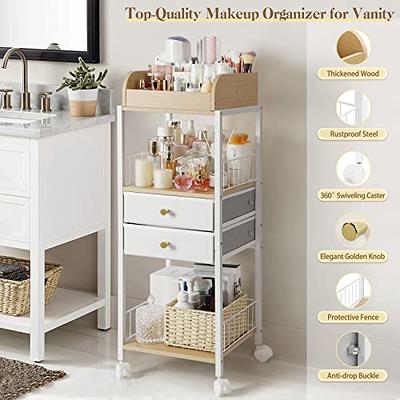 Makeup Organizer and Storage White Skin Care Cosmetic Display Case With 3  Clear Drawers Make up Stands For Jewelry Hair Accessories Lipstick Lotions  Beauty Skincare Product Organizing
