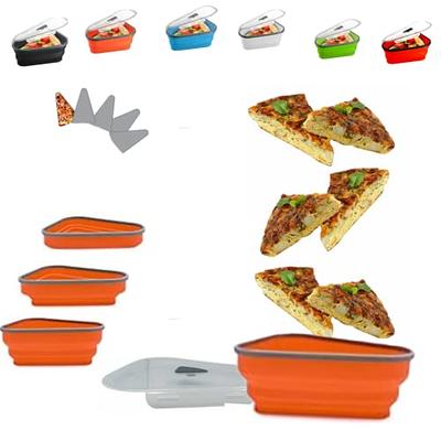 Pizza Leftover Storage Container,Pizza Organizer Box Save Space Reusable  Pizza Slicone Storage Container Red 