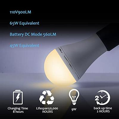 Neporal LITE Emergency Rechargeable Light Bulbs A19, Light Up to 48 hr