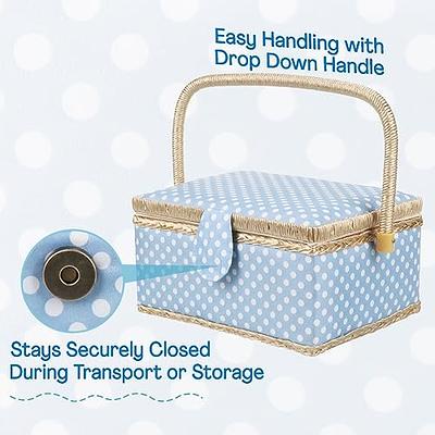 Sewing Basket with Accessories Sewing Storage and Organizer with Complete  Sewing Kit Tools - Wooden Sewing Box with Removable Tray and Tomato