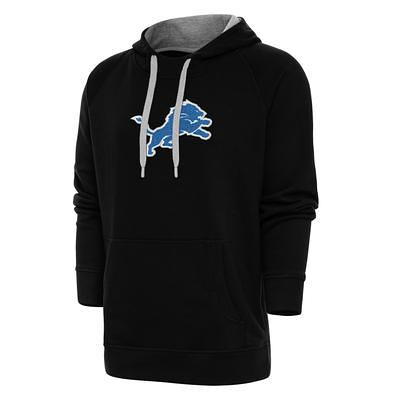 Women's Antigua Black Detroit Lions Victory Crewneck Chenille Pullover  Sweatshirt