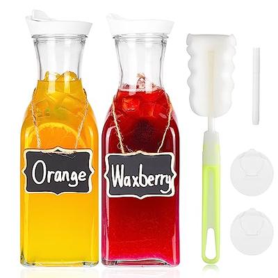 2 Pcs Glass Carafe with Lids, 1 Liter Juice Containers with Lids