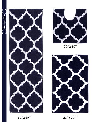 Better Trends Granada Collection 20 in. x 60 in. Blue 100% Cotton Runner Bath Rug