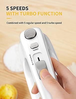 SHARDOR Hand Mixer, 350W Handheld Mixer with Storage Case 5-Speed Plus  Turbo Hand Mixer Electric With 5 Stainless Steel Attachments(2 Beaters, 2  Dough Hooks and 1 Whisk), White - Yahoo Shopping