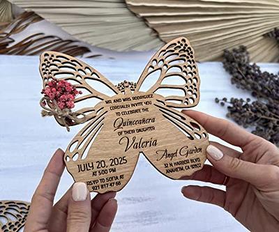 Wooden Butterfly Quinceanera Invitations, Personalized Birthday Invitation  Girl, birthday invitation, Sweet 16, Pink Flower Twined, Invitaciones Para  Quinceañera - Pack of 8 to 100 - Yahoo Shopping