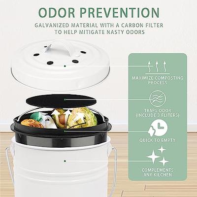 Vipush Kitchen Countertop Compost Bin with lid – Small, Includes Inner  Compost Bucket Liner & Charcoal Filter, Green