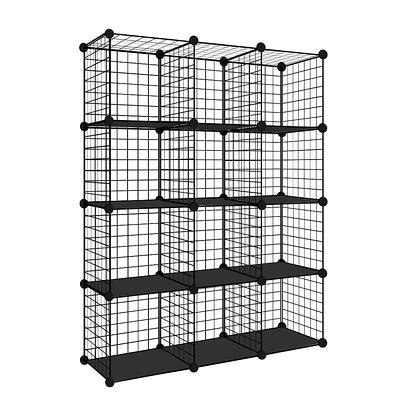  KOUSI Portable Storage Cubes-14 x14 Cube (12 Cubes)-More Stable  (add Metal Panel) Cube Shelves with Doors, Modular Bookshelf Units，Clothes  Storage Shelves，Room Organizer for Cubby Cube : Home & Kitchen