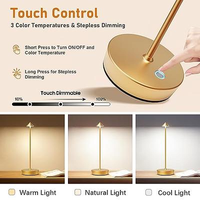 EJWQWQE Battery Opeed Table Lamps, Rechargeable Wireless LED Desk Lamp With  Touc H, 3-Level Brightness Light, USB Eye Protection Decoion Night Lamps