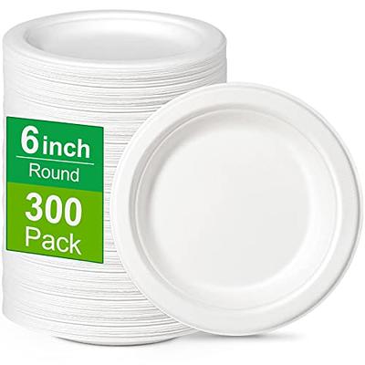 100% Compostable Disposable Paper Plates Bulk [10 50 Pack], Bamboo Plates,  Eco F 