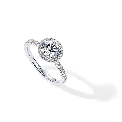 PAVOI 14K White Gold Plated Engagement Ring For Women