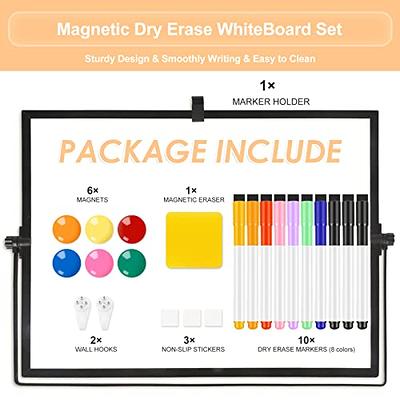 GMAOPHY Dry Erase White Board, 16inX12in Large Magnetic Desktop Whiteboard with Stand, 10 Markers, 4 Magnets, 1 Eraser, Portable Double-Sided White