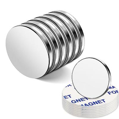MIKEDE Super Strong Neodymium Disc Magnets with Double-Sided Adhesive -  1.26 inch D x 1/8 inch H (8 PCS) 