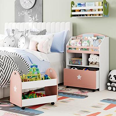 FOTOSOK Kids Bookshelf with Drawers, Toy Storage Organizer with