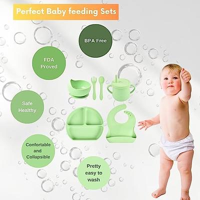 Baby Feeding Supplies - Led Weaning Silicone Baby Feeding Set, Toddler  Plates with Suction, Straw Sippy Cups, First Stage Self Feeding Utensils  Dishes