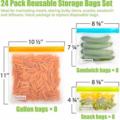 Reusable Gallon Bags - 5 Pack - Extra Thick Reusable Freezer Bags - BPA Free, Easy Seal & Leakproof Food Storage Bags for Marinate Food, Fruits