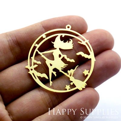 Brass Charms Witch Charms, Findings, Raw Pendants, Earrings Connectors,  Making Jewelry Supplies