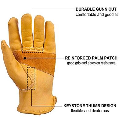 Hyper Tough Cowhide Leather Workwear Safety Gloves, Size XXL, Golden Color