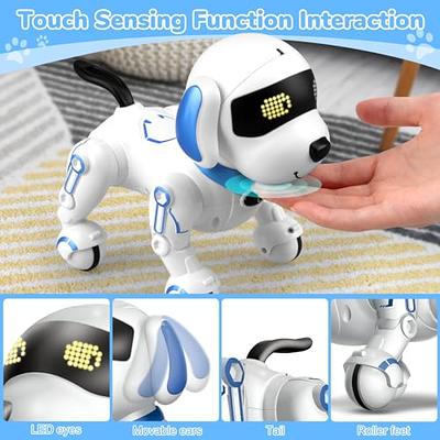 YH YUHUNG Walking and Barking Toy Dog with Remote Control Leash Puppy  Electronic Pets Interactive Toys for Kids (White)