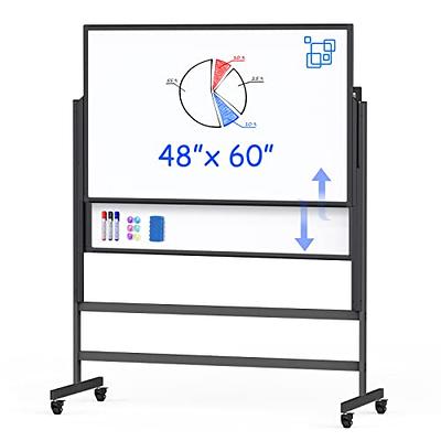 Large 48x32 White Board on Wheels Rolling Stand & 4 Dry Erase Markers