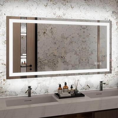 48 in. W x 36 in. H LED Rectangular Frameless Anti-Fog Bathroom Mirror Front Light