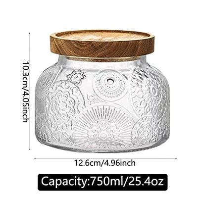 123Arts Glass Container Sugar Bowl Spice Jar Food Storage with Wooden Lid  and Spoon