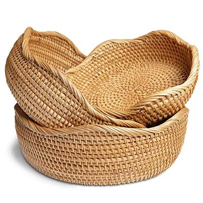 Storage Basket for Organizing, Set of 3 Wicker Baskets, Handwoven