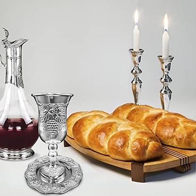 Silver Plated Kiddush Cup with Matching Tray Jewish Shabbat Cup on