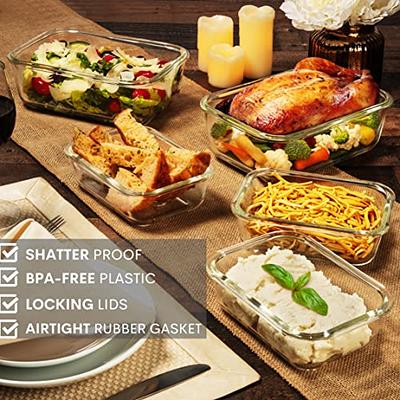 Glass Food Storage Containers with Lids 6 Piece Glass Meal Prep