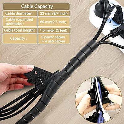 Fanoshon PC Cable Management Sleeve Tube Desk Cord Organizer 2 PCS Black,  7/8 inch -5