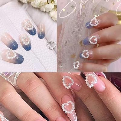 6Grids Hollow Heart Pearl Nail Charms White Pearl Round Flatback Rhinestone  Elegant Nail Part DIY 3D Nails Accessories SLS143 - AliExpress