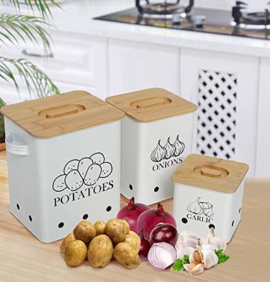 Xbopetda Food Storage Container for Potato, Onion and Garlic, Canister Sets  for Kitchen Counter, Square Vegeatable Storage Pots, Kitchen Storage Jars  with Aerating Tin Storage Holes & Lid-Gray - Yahoo Shopping