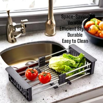 Stainless Steel Sink Dish Drying Rack, Adjustable And Space-saving