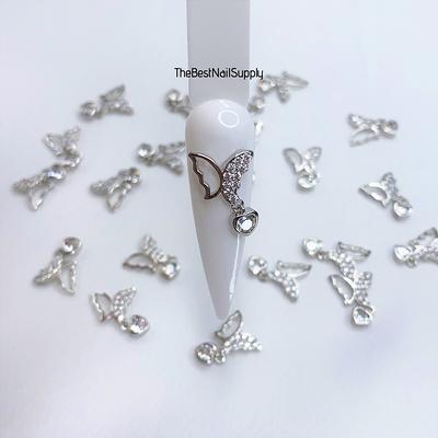 2Pcs/4Pcs Butterfly Zircon Nail Charm